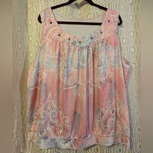 Pink and White Women's Top